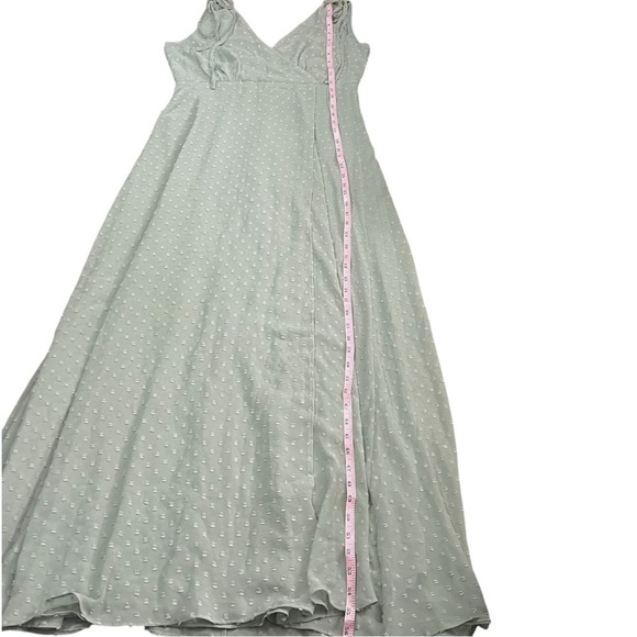 Lulus Romantic Possibilities Sage Brush Swiss Dot Maxi Dress sz L - Picture 11 of 13
